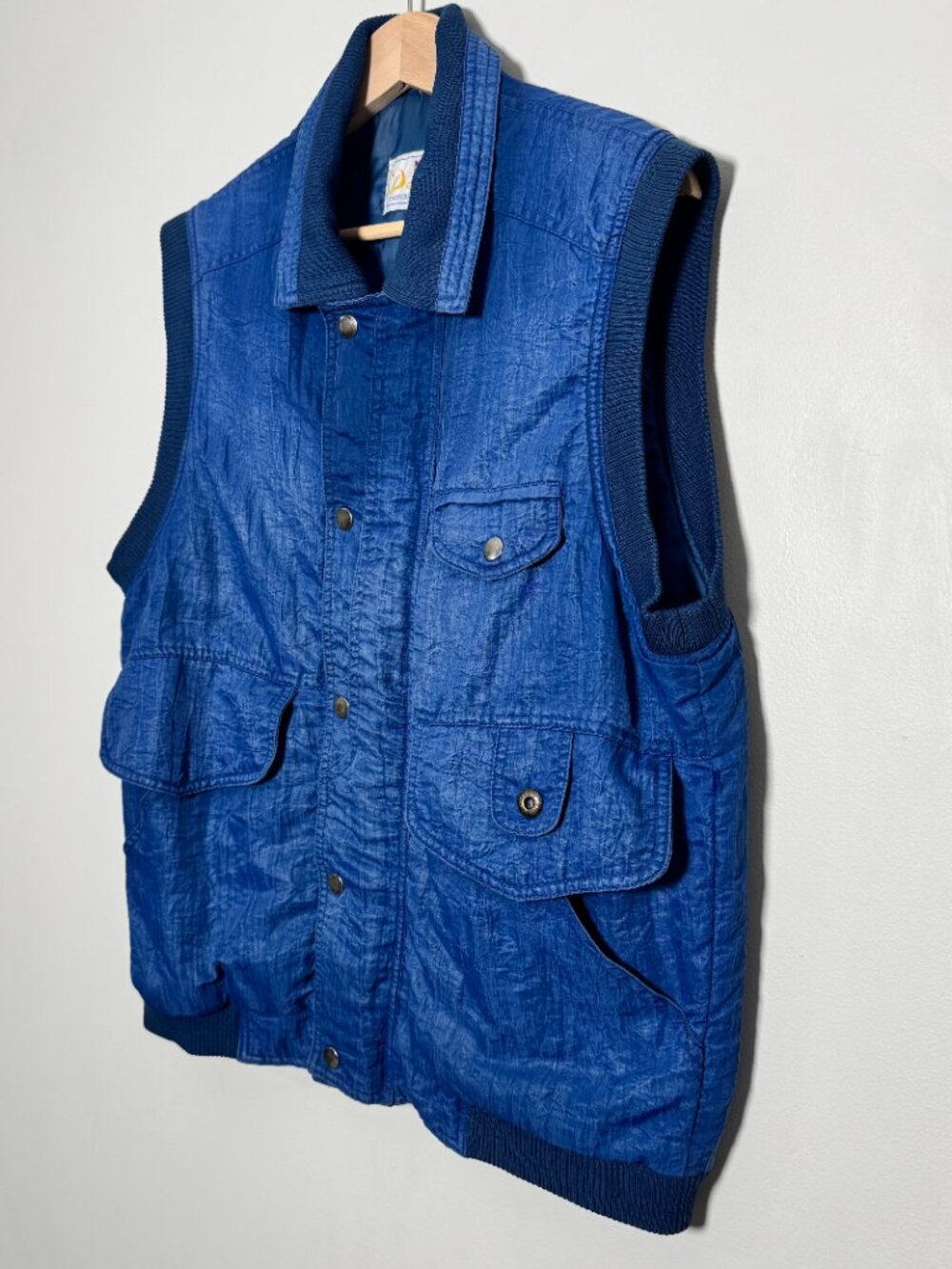 Vintage Demoiselle Famous Sports Wear Utility Full Zip Blue Vest Sz L - Picture 4 of 8